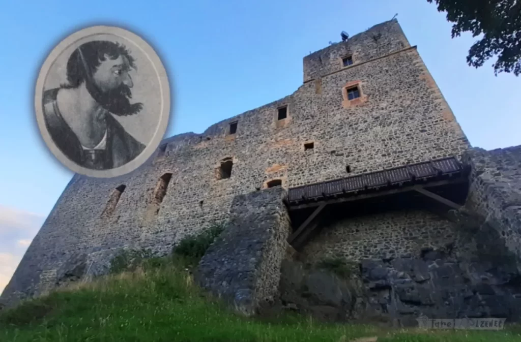 Hrad Radyně od severní strany s obrázkem Radouše - StarejPlzenec.cz