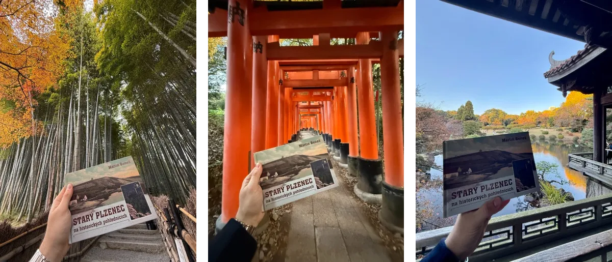 Výlet v bambusovém lese, cestou tisíců bran a v podzimní japonské zahradě Výlet v bambusovém lese, cestou tisíců bran a v podzimní japonské zahradě