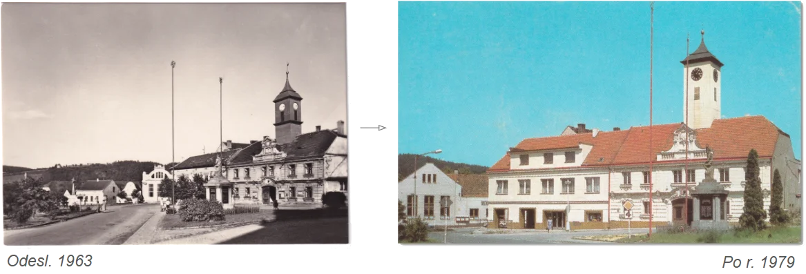 starej_plzenec_pohlednice_porovnani_lokalit Porovnání lokality kostela sv. Jana Křtitele na pohlednicích Starého Plzence