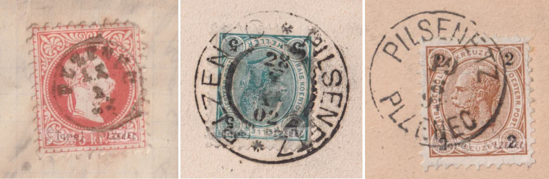 Známky a razítka s nápisem Starý Plzenec a německy Pilsenetz Známky a razítka s nápisem Starý Plzenec a německy Pilsenetz